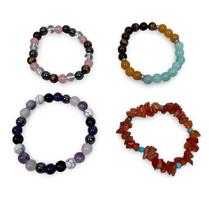 Plastic Bead Stretchy Elastic Bracelet Mixed Color Fashion Jewelry Boho Lot of 4